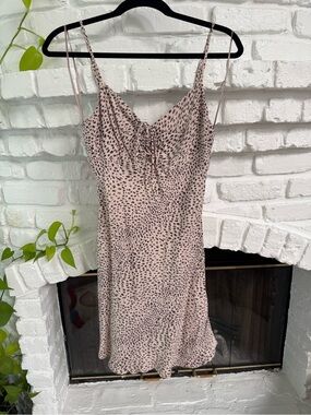 Spotted Blush Slip Mini Dress with Tie Front